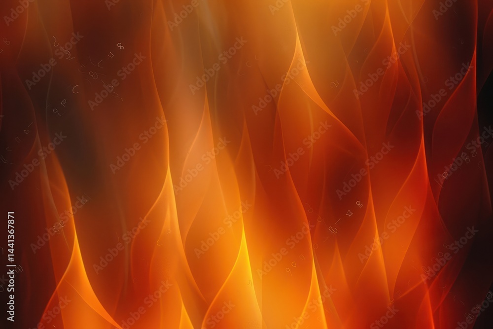 Poster abstract image of orange and yellow flames with hints of smoke and dark background conveying intense