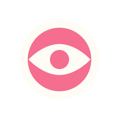 Bold abstract eye element sticker. Geometric circular shape symbolizes perception and vision. Modern flat design, minimalist style, ideal for branding and creative projects.