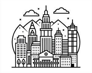 Obraz premium Salt Lake City Skyline Vector Illustration – Black and White City Silhouette