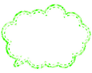 ステンドグラス風吹き出し　三角形模様　丸みのある雲形
