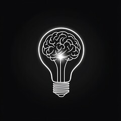 Illuminated brain inside lightbulb