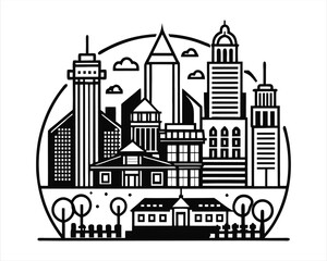 San Jose Skyline Vector Illustration &ndash; Black and White City Silhouette