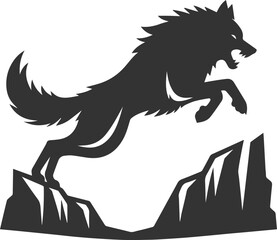 Angry wolf vector animal silhouette