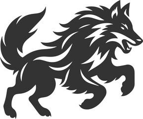 Angry wolf vector animal silhouette