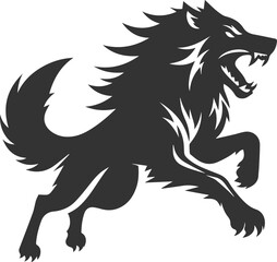 Obraz premium Angry wolf vector animal silhouette