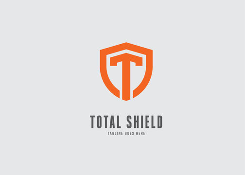 TOTAL GUARD Shield Sword T Initial logo design vector illustration