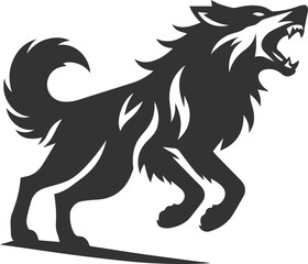 Obraz premium Angry wolf vector animal silhouette