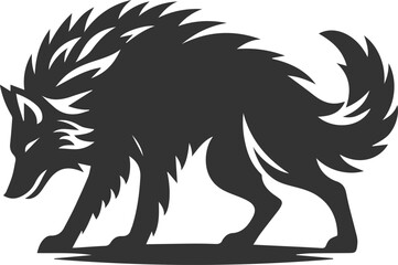 Angry wolf vector animal silhouette © MDAbdul