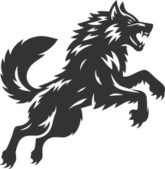 Angry wolf vector animal silhouette