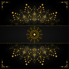 Fototapeta premium Traditional golden ornament mandala design | A mandala capturing sacred rhythm and nature’s flow. Best used in spa branding, tarot cards, art prints, spiritual merchandise, and retreat decoration