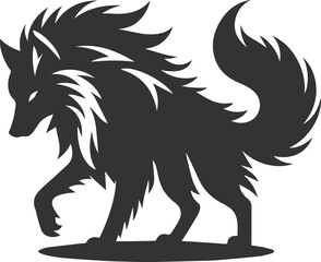 Angry wolf vector animal silhouette
