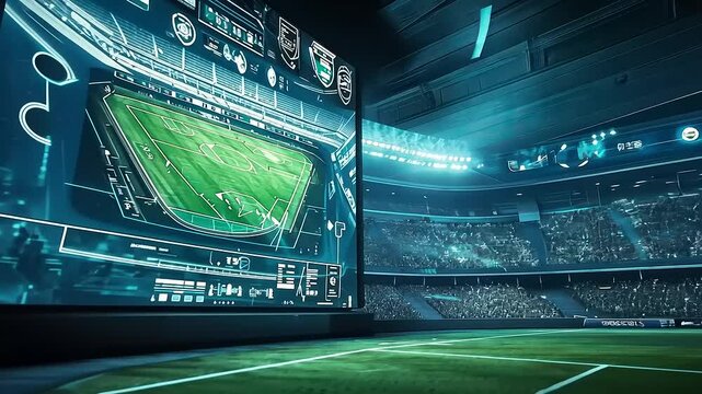 Immersive sports experience: A futuristic stadium displaying real-time game stats - Powered by Adobe