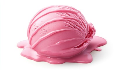 Pink ice cream scoop melting