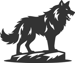 Angry wolf vector animal silhouette