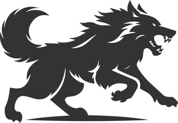 Angry wolf vector animal silhouette