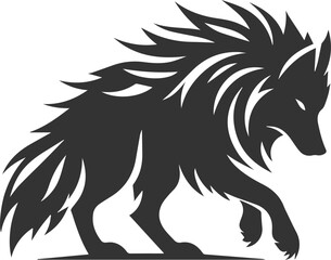 Angry wolf vector animal silhouette