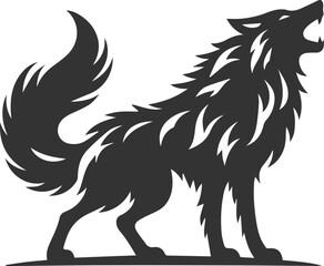 Obraz premium Angry wolf vector animal silhouette
