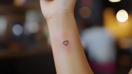 Naklejka premium A woman's wrist has a heart tattooed on it