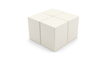 A white square of cubes is on a white background