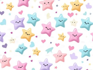 Cute stars and hearts pattern