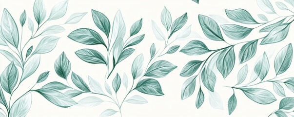 Fototapeta premium Delicate light teal leaf pattern design