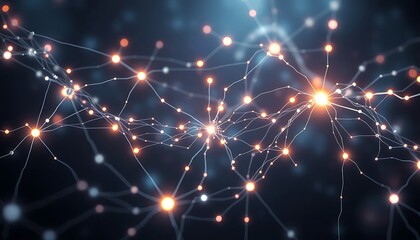 Illuminated Neuron Pathways: Abstract depiction of interconnected neurons emitting radiant, vibrant light. An artful fusion of science and imagination.