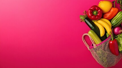 Colorful fresh produce in a reusable mesh bag (1)