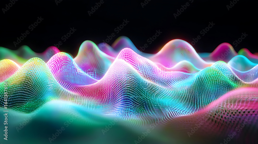 Poster vibrant abstract geometric textures digital art colorful background. fluid motion abstract art digit