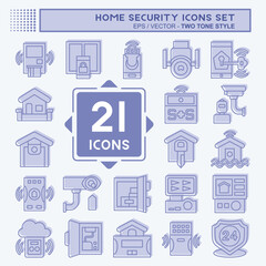 Icon Set Home Security. related to Education symbol. two tone style