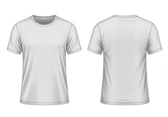 Two views of a plain white t shirt showcasing the front and back design on a white background studio shot
