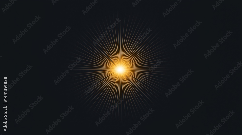 Poster a glowing golden starburst radiates rays from the center against a dark background, creating a drama