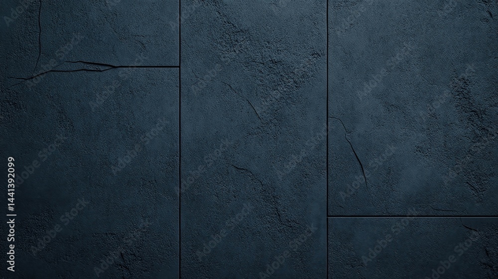Poster dark textured stone tiles with visible cracks and seams, creating a rugged, modern surface pattern.