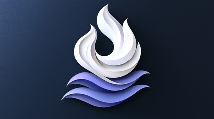 Abstract Blue and White Waves and Flame Design