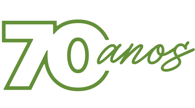 logotipo selo comemora&ccedil;&atilde;o de 70 anos de empresa, aniversario empresarial,
