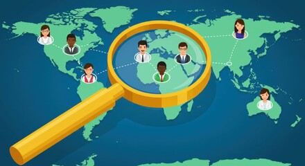 Global network illustration showing worldwide connections using a map