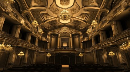 Fototapeta premium Grand Golden Concert Hall: Architectural Marvel of Opulence and Elegance