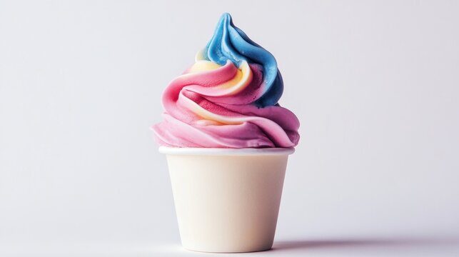 Colorful swirl ice cream cone in a small cup - Powered by Adobe