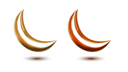 Golden crescent moon elegant design 3D render