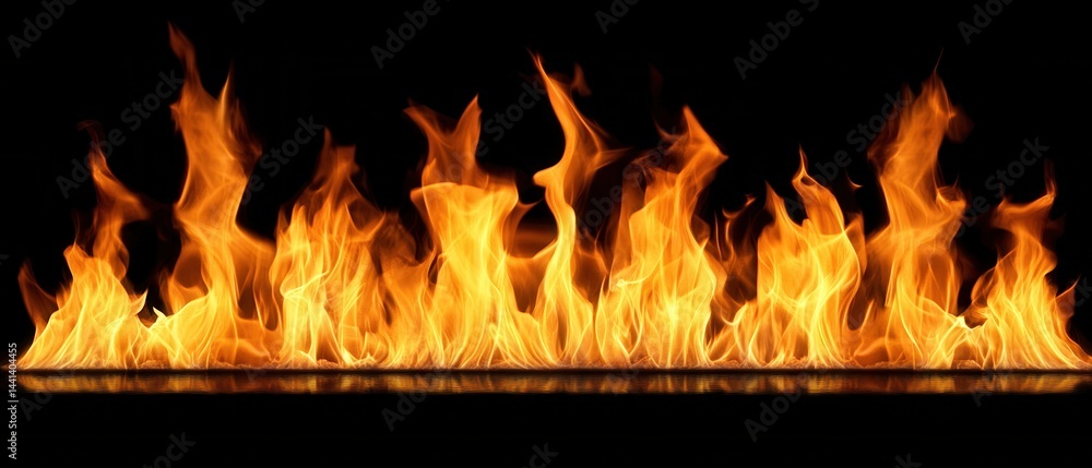 Aufkleber fiery orange flames dance against a stark black backdrop creating a mesmerizing display of heat and 