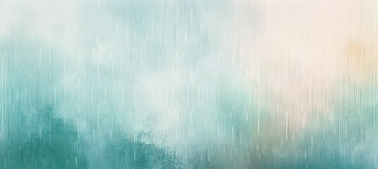 Abstract textured gradient with vertical streaks resembling rain over blurred teal and beige background evoking calm and serene mood