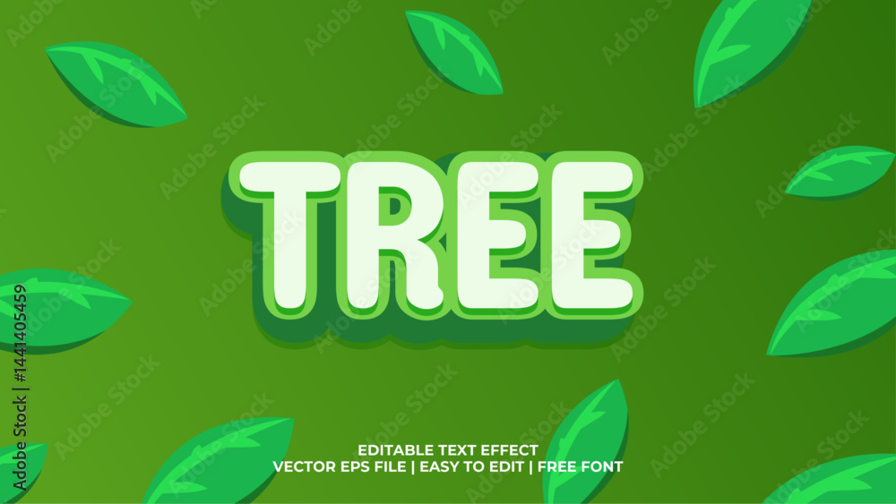 Poster Editable tree text effect 3d style design