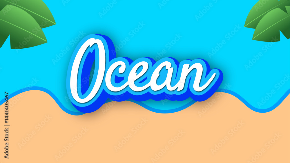 Poster editable ocean text effect 3d style design