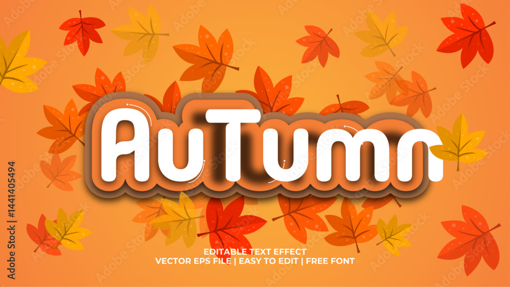 Aufkleber editable autumn text effect 3d style design