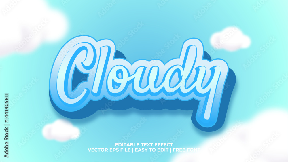 Poster editable cloudy text effect 3d style design