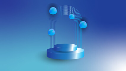 Vector 3d product podium and pedestal in blue color