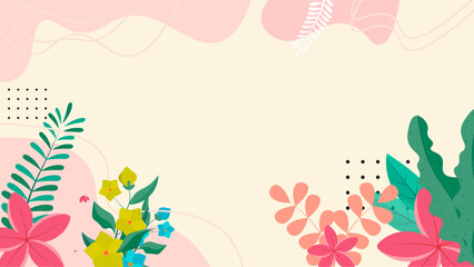 Hand drawn flat summer tropical background