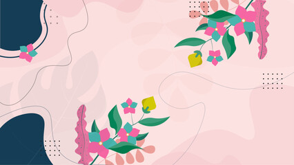 Flat design abstract floral leaves wallpaper