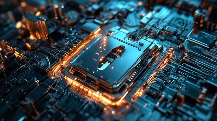 Obraz premium Abstract Futuristic Circuit Board Technology Digital Art Background Image High Resolution Modern Design Powerful 