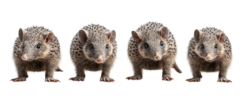 Pack of Fluffy Armadillo Against Transparent Background for Wildlife Branding, Toy Promotion, or Fantasy Design Projects