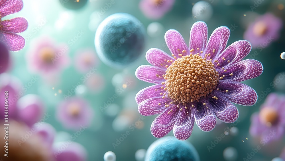 Poster detailed view of floral structures in a visual representation.